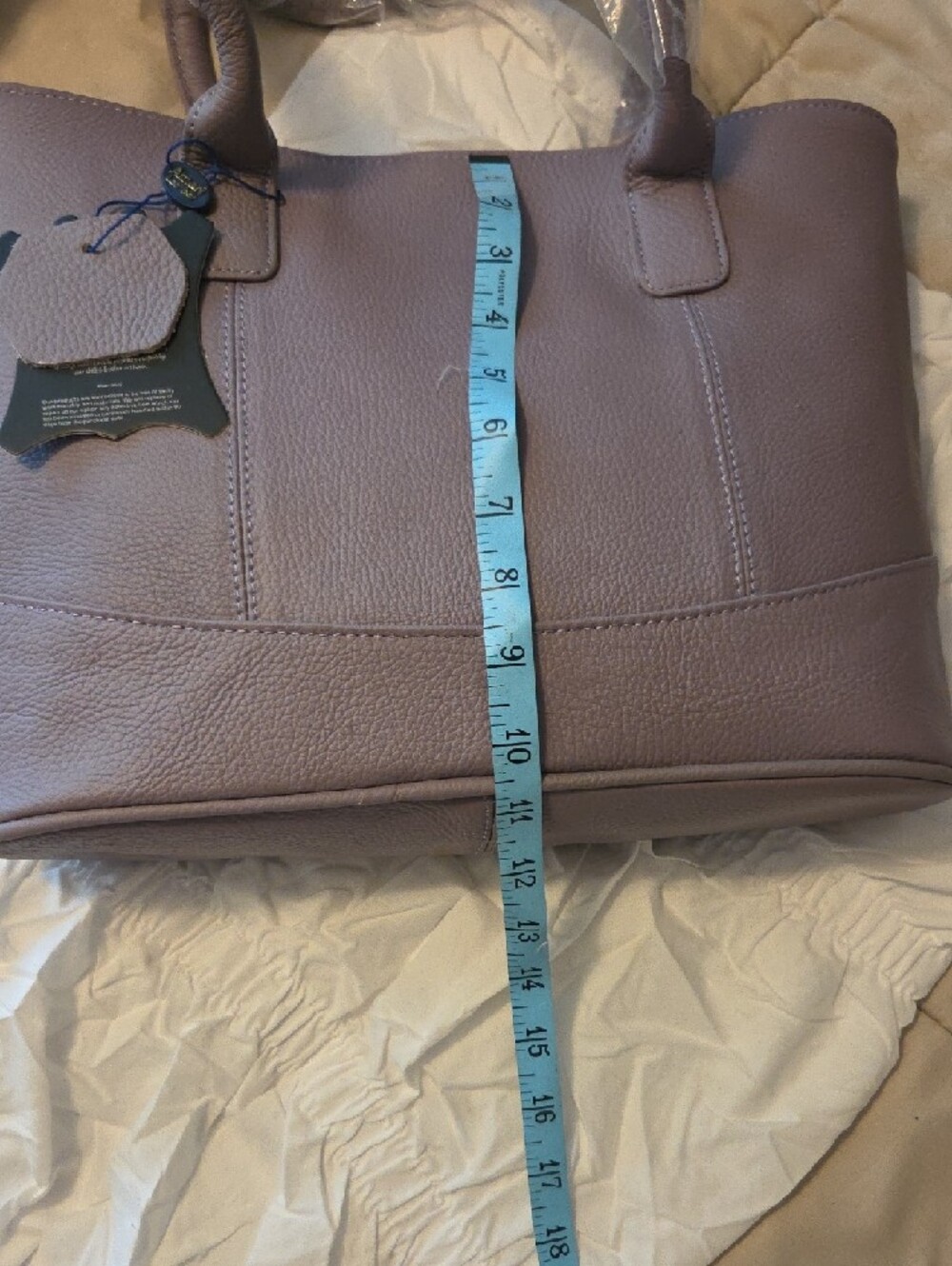 Lavender Pebbled Tote Bag with Double Shoulder Straps - Picture 5 of 9